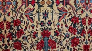 Vintage Persischer Bidjar-Teppich mit Allover-Blumenmuster in Hellgelb, Marineblau, Rot 1882