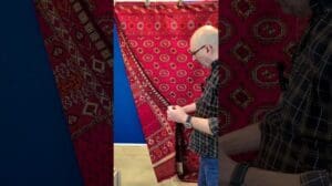 Zweiseitiger handgefertigter Seidenteppich - Seltene turkmensische und usbekische Designs