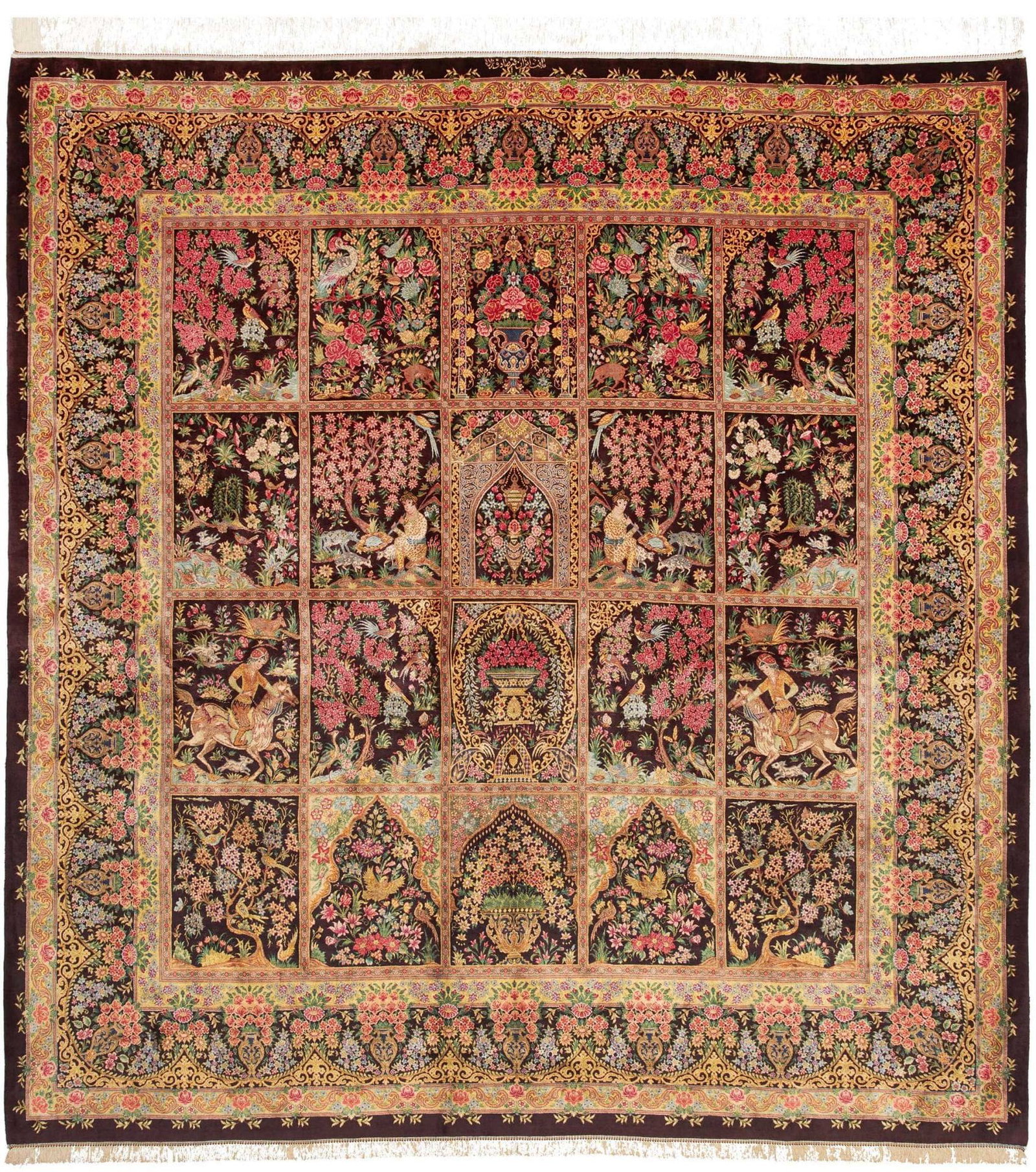 Edler Ghom Teppich 200 x 207cm aus Seide, handgeknüpft, Perserteppich