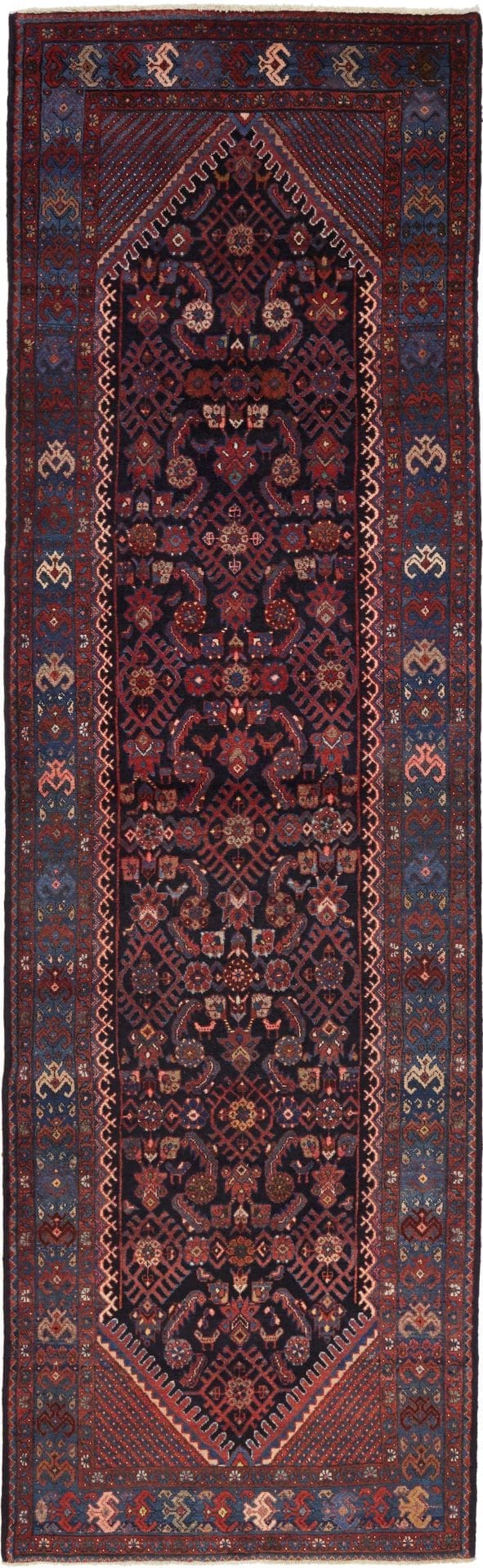 Eleganter Hamadan Teppich 115 x 372cm, Herati-Muster, handgeknüpft