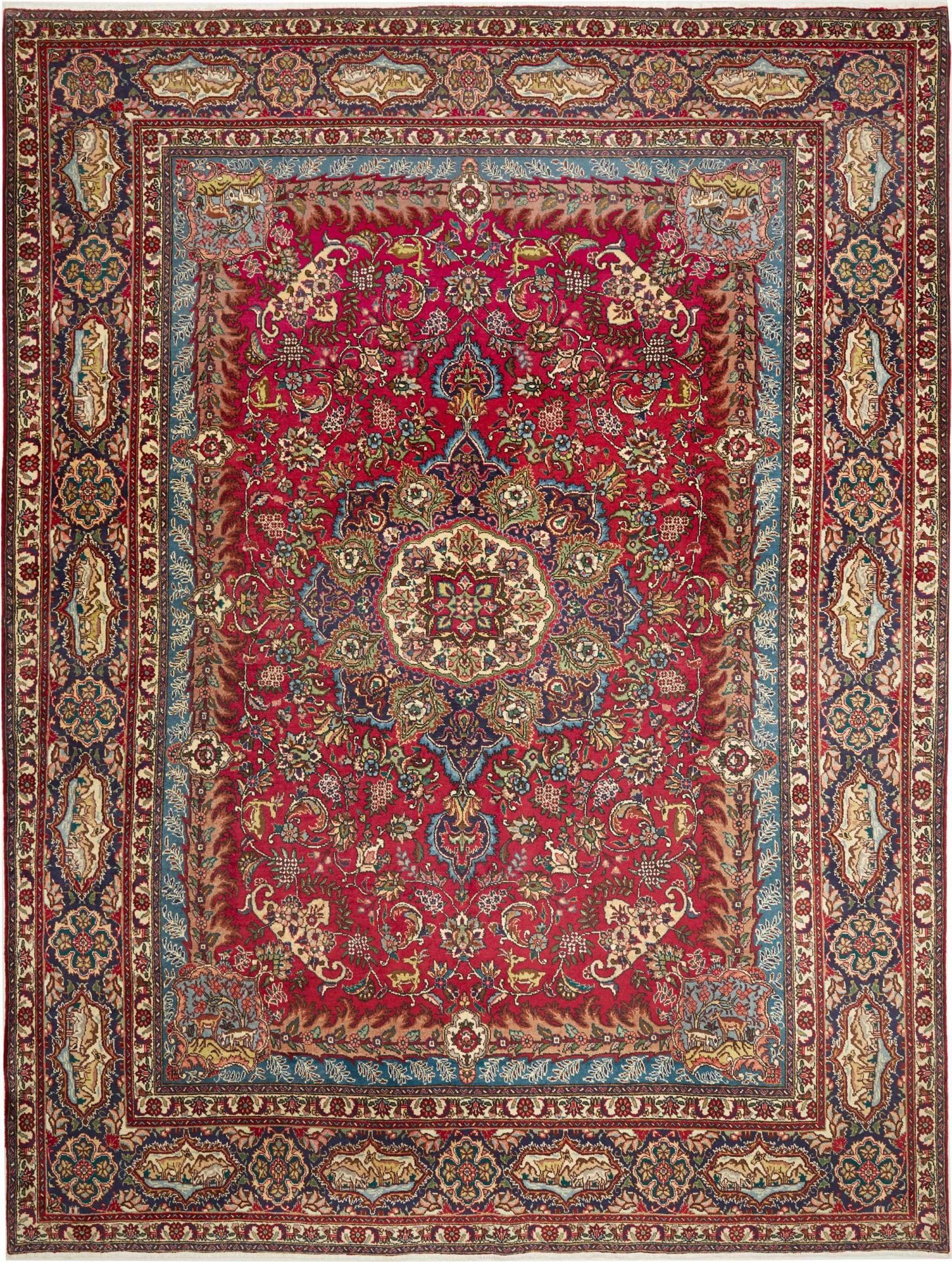 Eleganter Täbriz Teppich 305 x 398cm aus Schurwolle, handgeknüpft