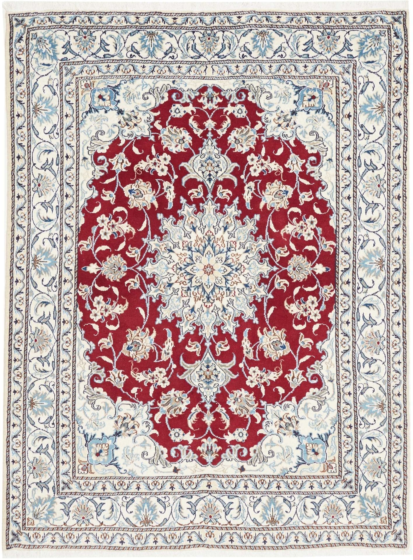 Exklusiver Nain Teppich 149 x 210cm, florale Muster, handgeknüpft