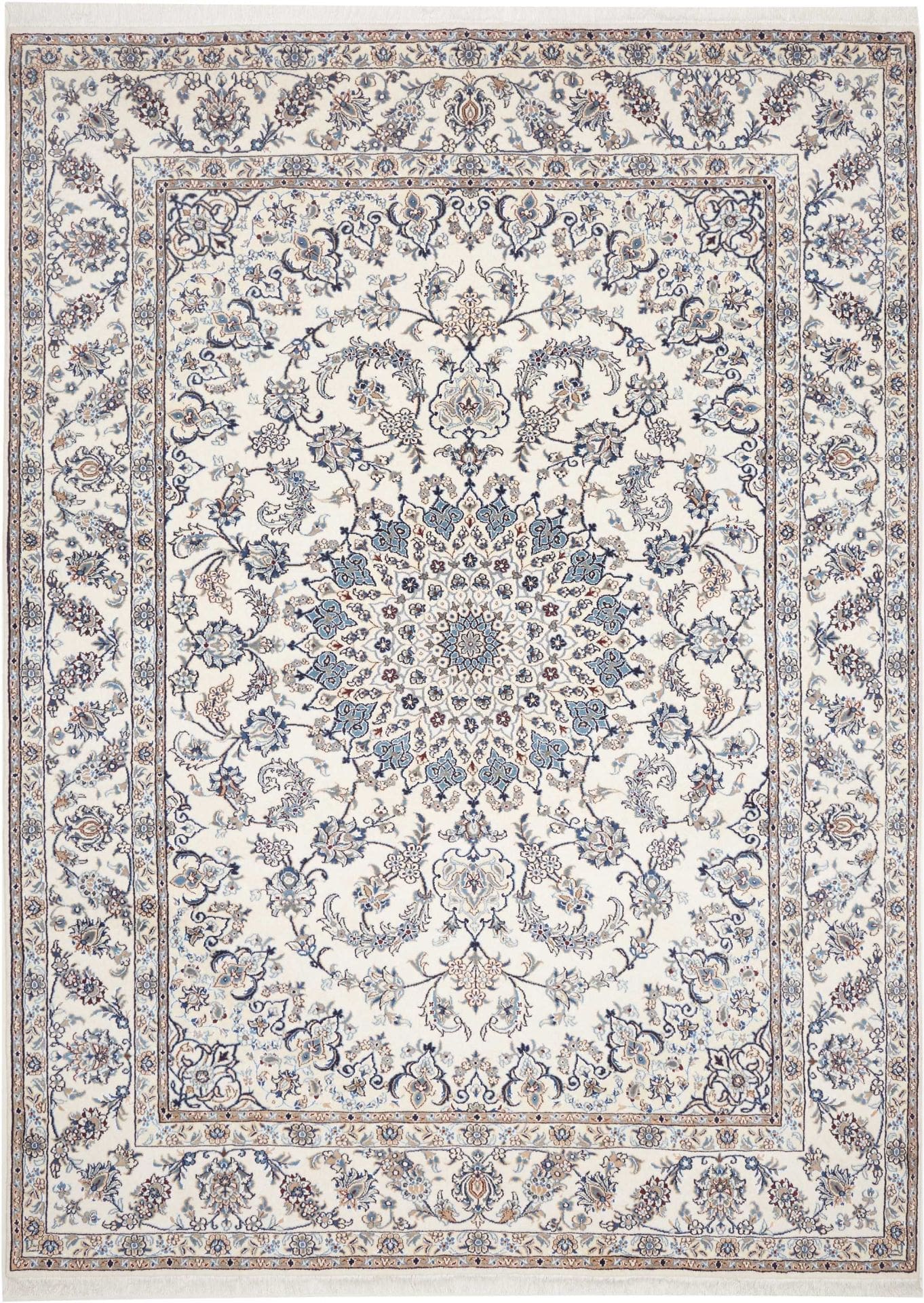 Exklusiver Nain Teppich 249 x 349cm, florales Design, handgeknüpft