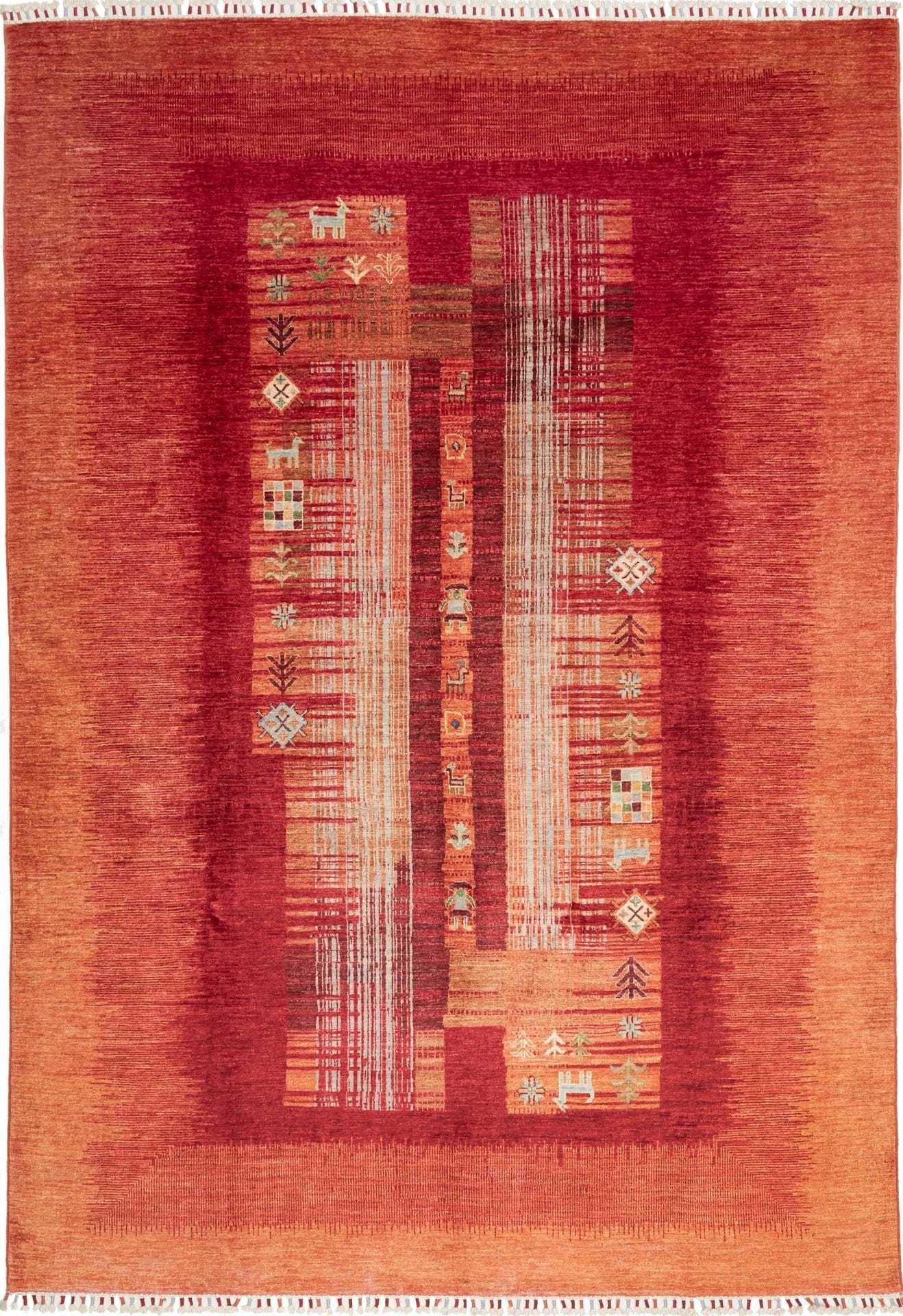 Gabbeh Teppich 209 x 298 cm aus Schurwolle, handgeknüpft