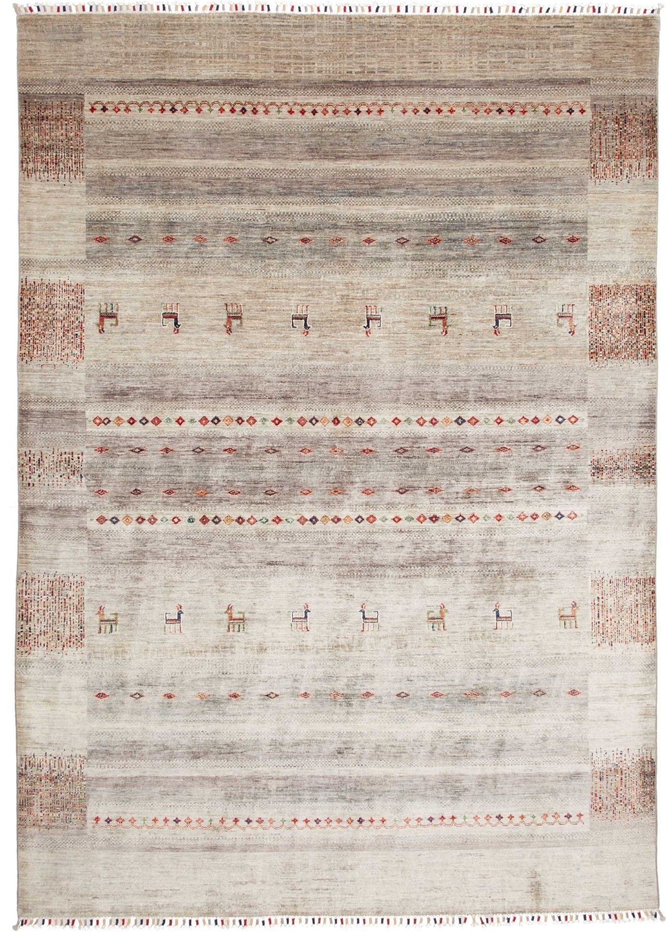 Gabbeh Teppich 213 x 301 cm, weiche Schurwolle, handgeknüpft