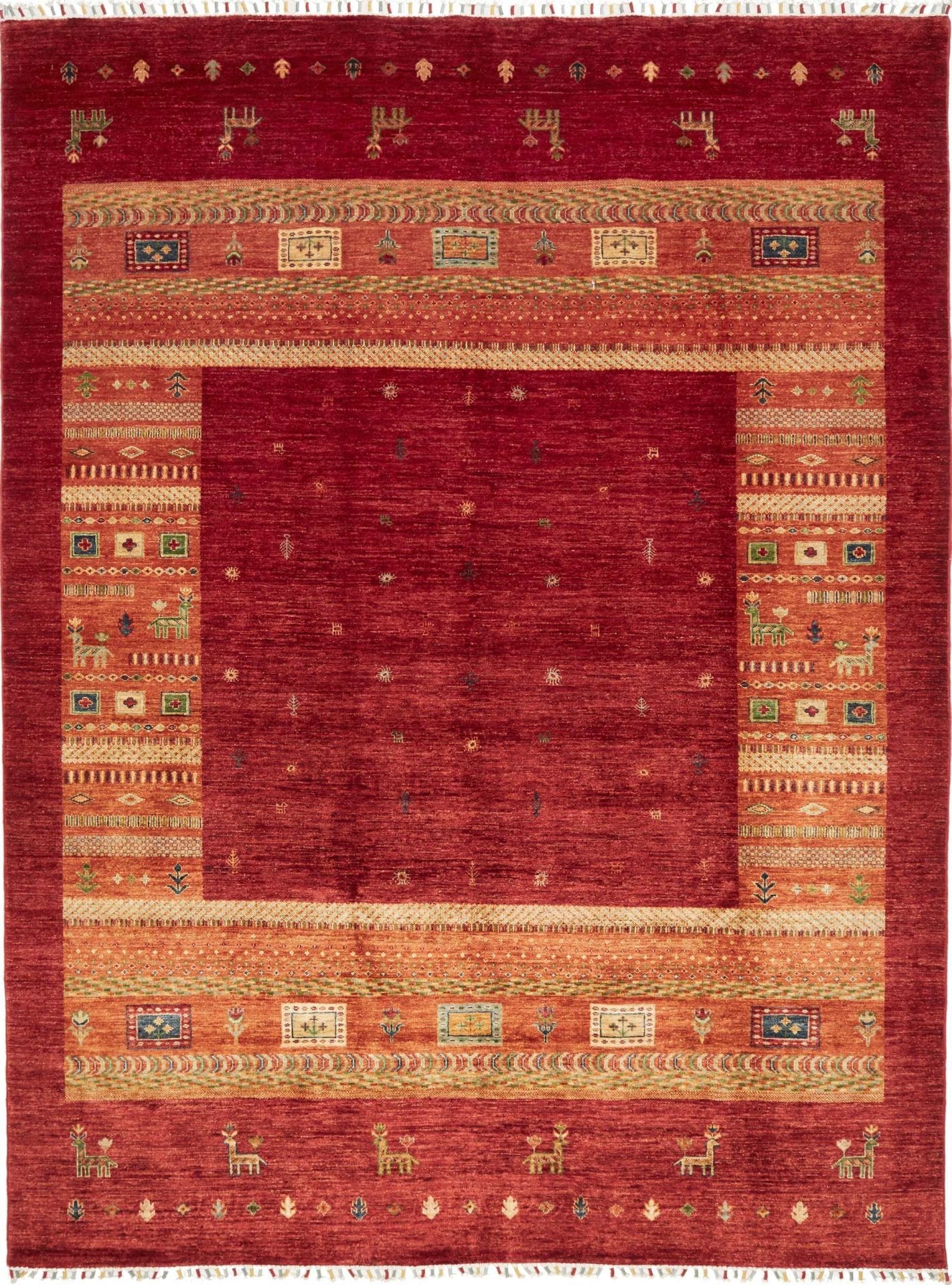 Gabbeh Teppich 220 x 287cm aus Schurwolle, handgeknüpft, Orientteppich