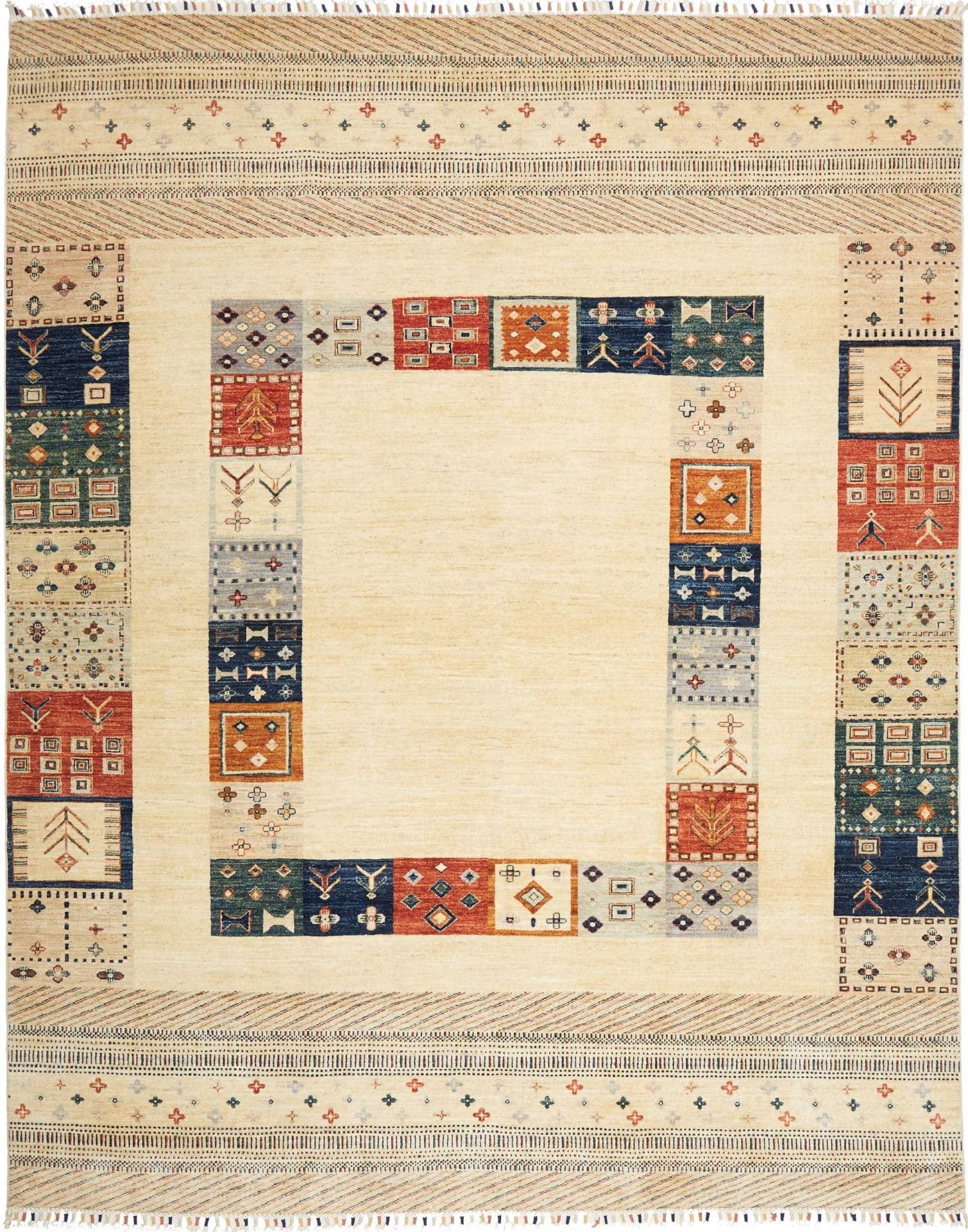 Gabbeh Teppich 243 x 303 cm, weiche Schurwolle, handgeknüpft