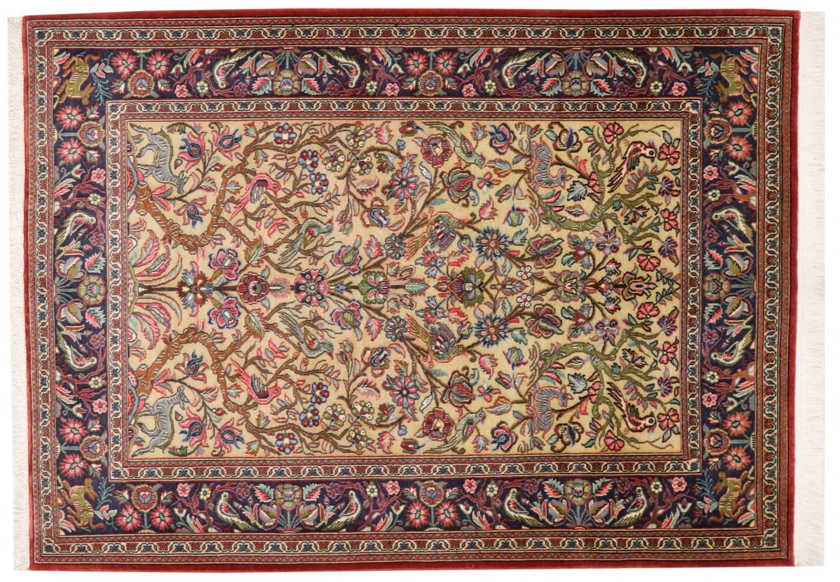 Ghom Perserteppich 153x107 cm Gold, Wolle, handgeknüpft