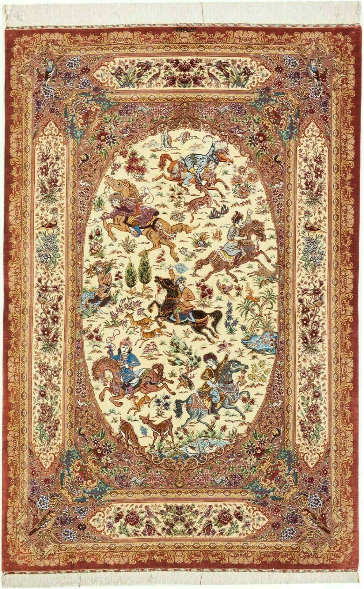 Ghom Teppich 134 x 198 cm, Seide, 600.000 Knoten, handgeknüpft