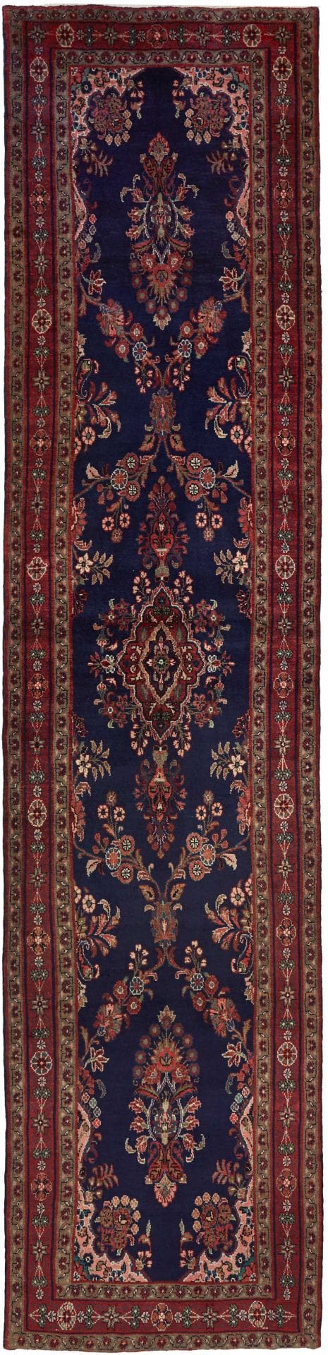 Hamadan Teppich 103 x 443cm, Herati-Muster, handgeknüpft, Perserteppich