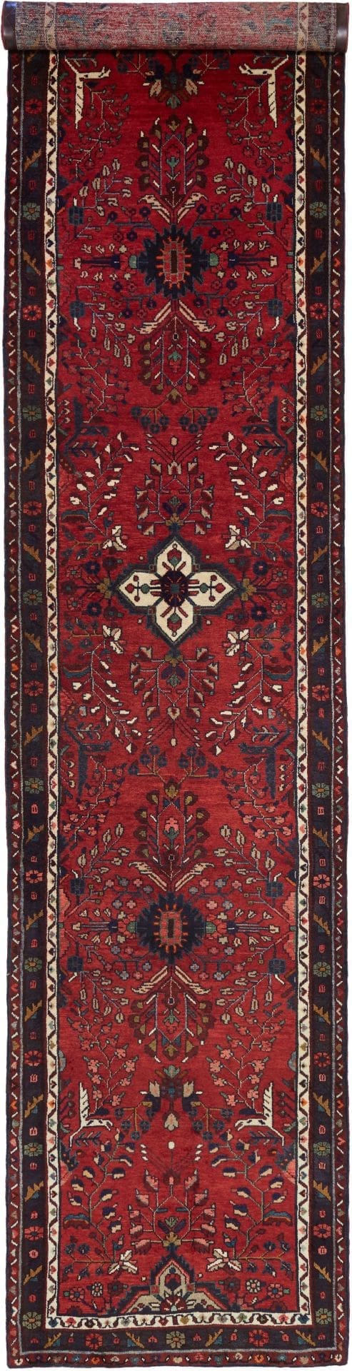 Hamadan Teppich 103 x 480 cm, Schurwolle, Herati-Muster, handgeknüpft