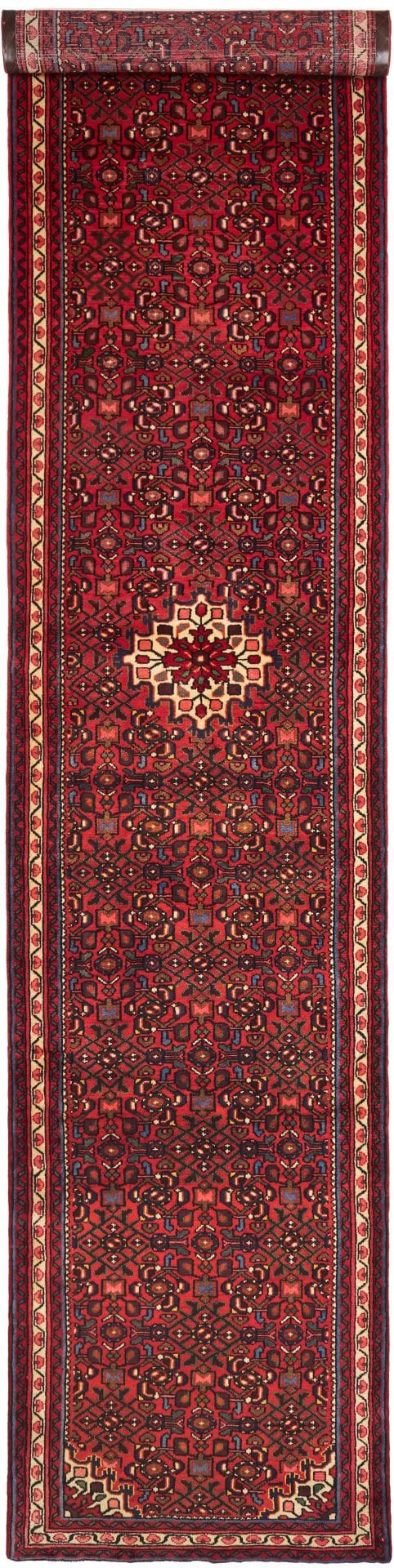 Hamadan Teppich 103 x 500cm, Wolle, Herati-Muster, handgeknüpft