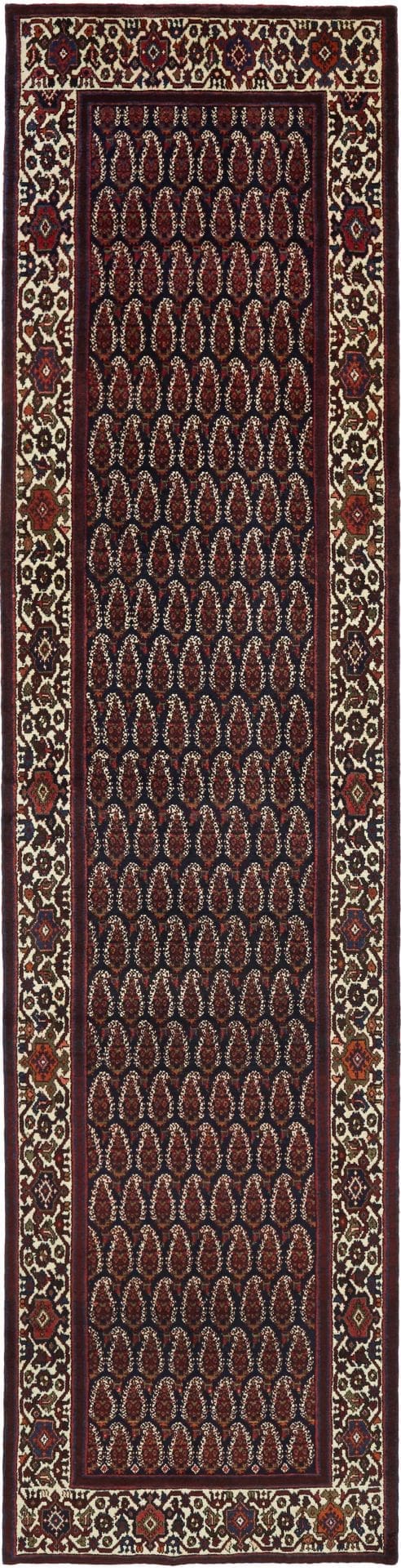 Hamadan Teppich 106 x 420 cm, Herati-Muster, handgeknüpft