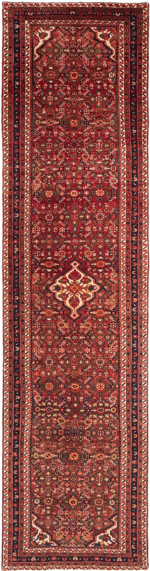 Hamadan Teppich 106 x 425cm, florales Muster, handgeknüpft