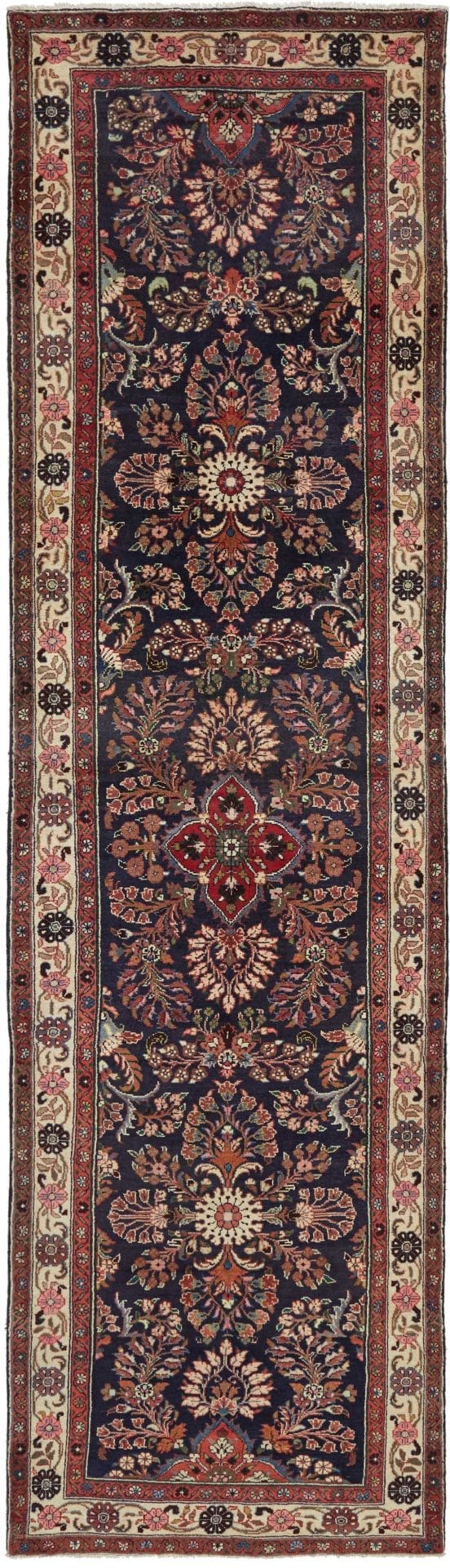 Hamadan Teppich 108 x 370cm, Herati-Muster, Schurwolle, handgeknüpft
