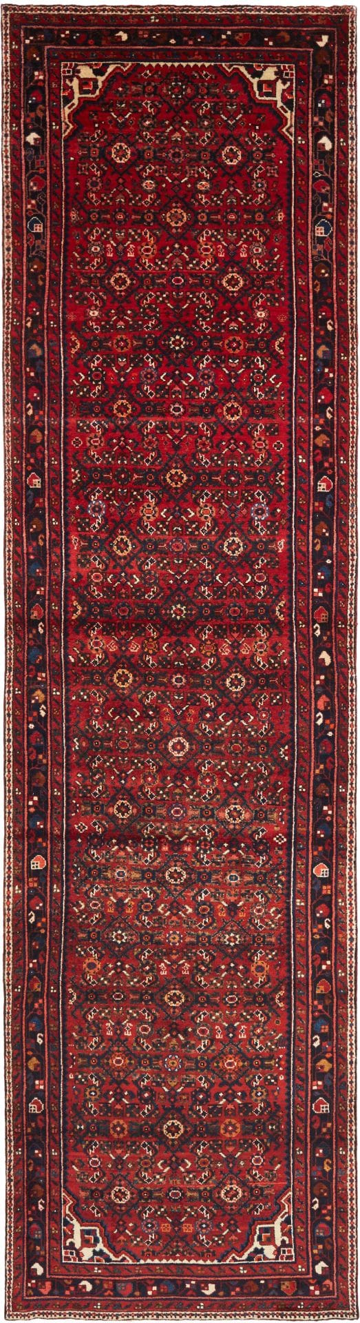 Hamadan Teppich 108 x 405cm, Herati-Muster, Schurwolle, handgeknüpft