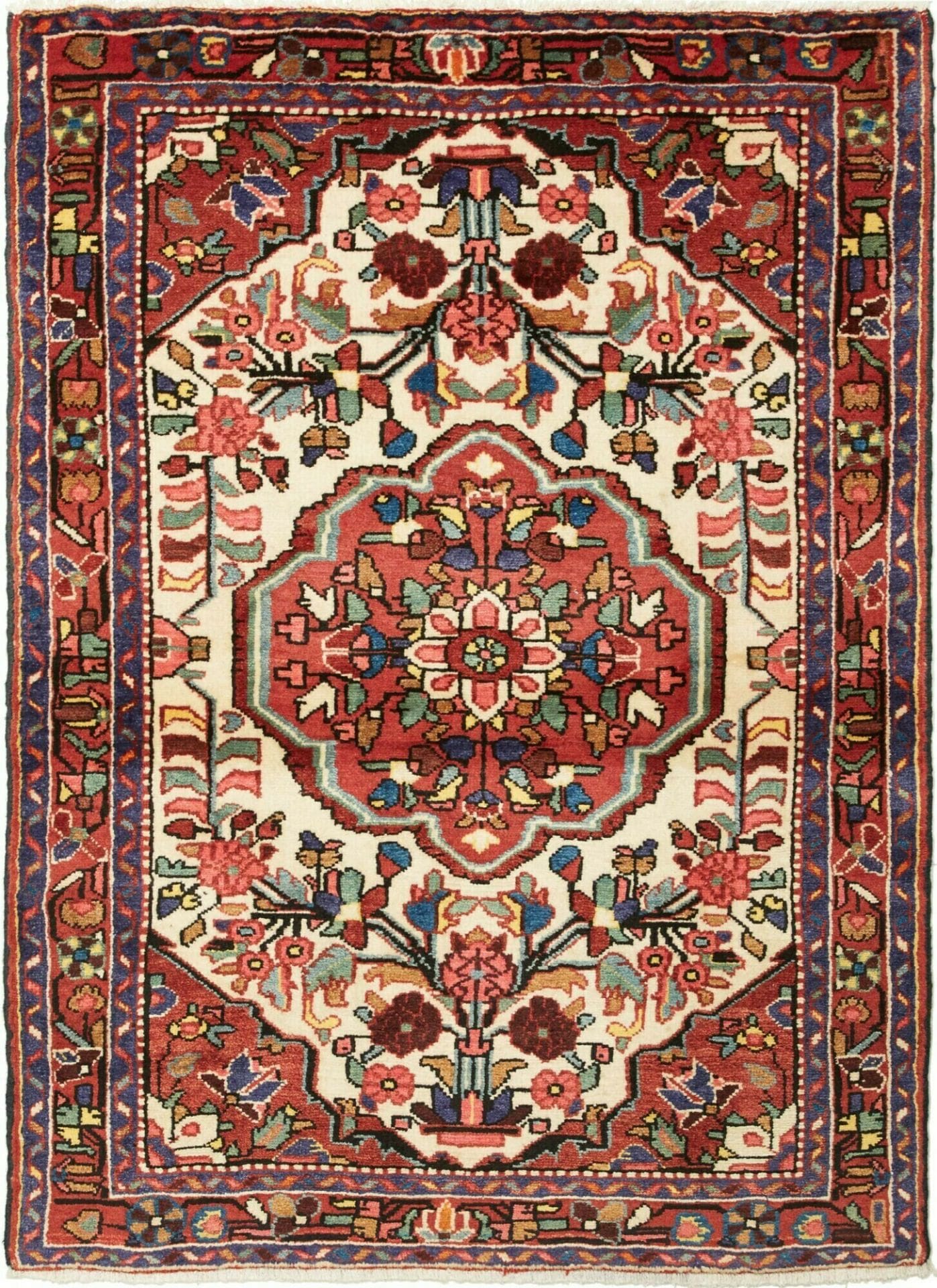 Hamadan Teppich 109 x 147cm, Schurwolle, Herati-Muster, handgeknüpft