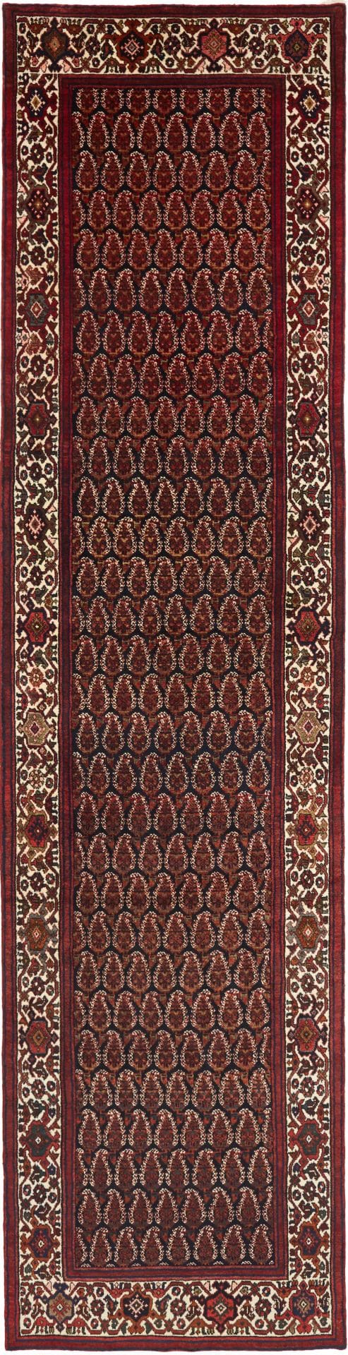 Hamadan Teppich 109 x 430cm, Schurwolle, Herati-Muster, handgeknüpft