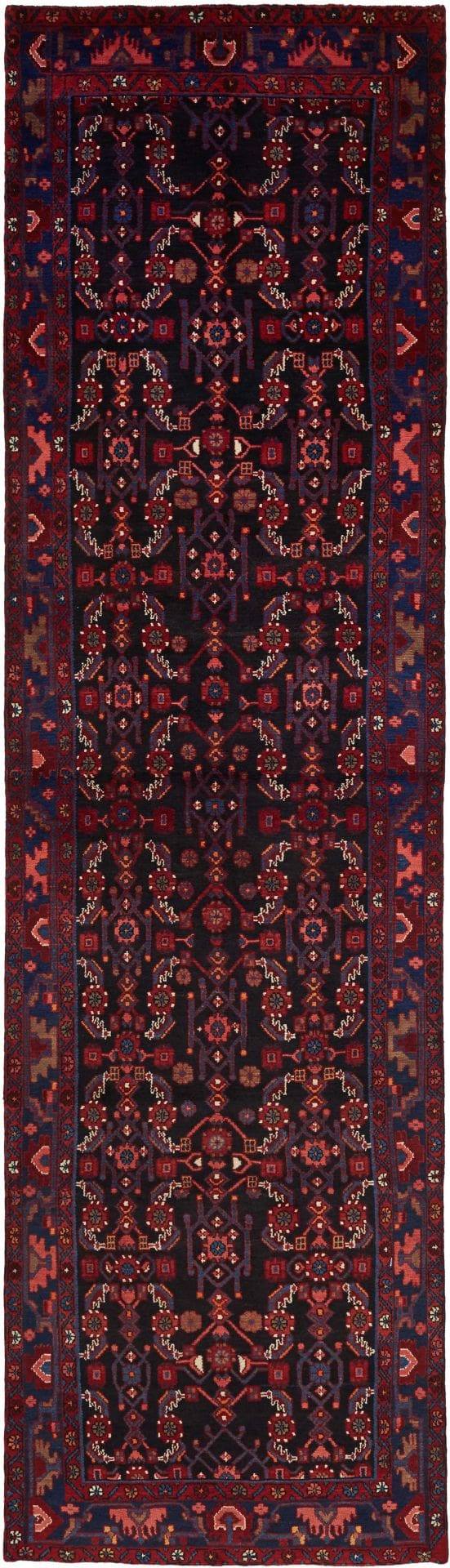 Hamadan Teppich 116 x 423cm mit Herati-Muster, handgeknüpft