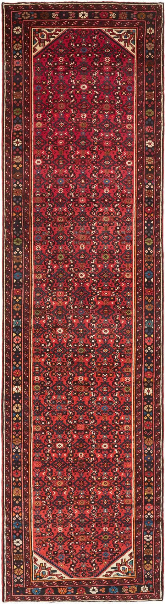 Hamadan Teppich 118 x 434cm, Schurwolle, Herati-Muster, handgeknüpft