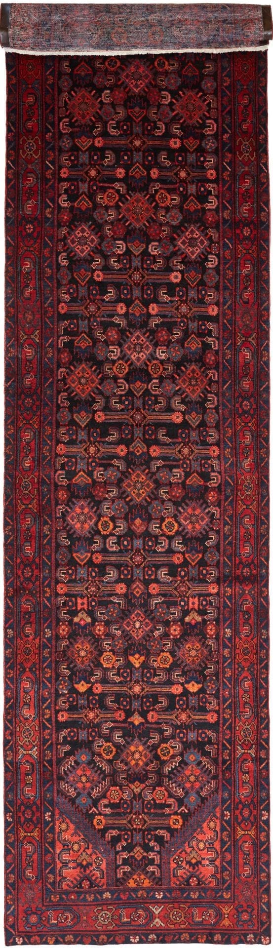 Hamadan Teppich 119 x 516 cm, Schurwolle, Herati-Muster, handgeknüpft