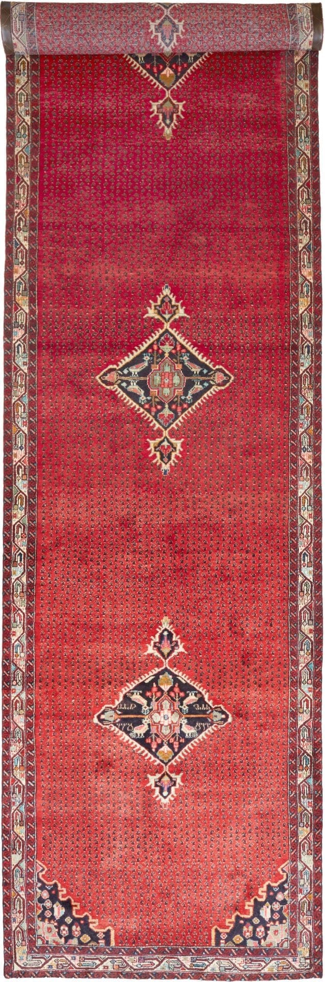 Hamadan Teppich 133 x 500 cm, Herati Muster, handgeknüpft, Perserteppich