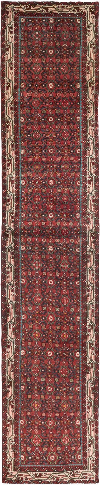 Hamadan Teppich 83 x 405 cm, handgeknüpft, Schurwolle, Herati-Muster