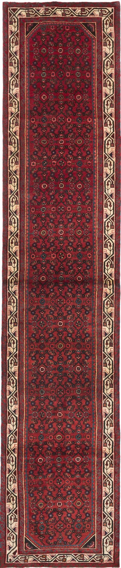 Hamadan Teppich 88 x 418cm, Herati-Muster, Schurwolle, handgeknüpft