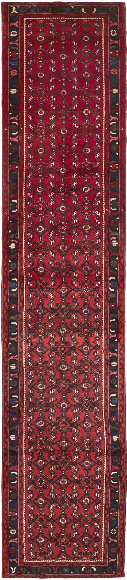 Hamadan Teppich 88 x 425 cm - Handgeknüpft, Schurwolle, Herati-Muster