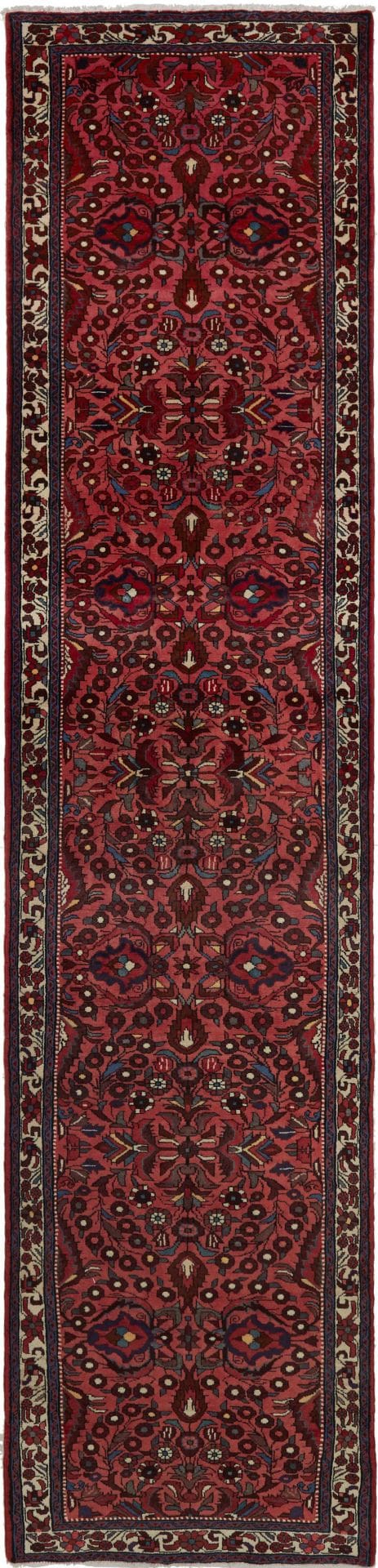 Hamadan Teppich 93 x 395 cm, Herati-Muster, handgeknüpft