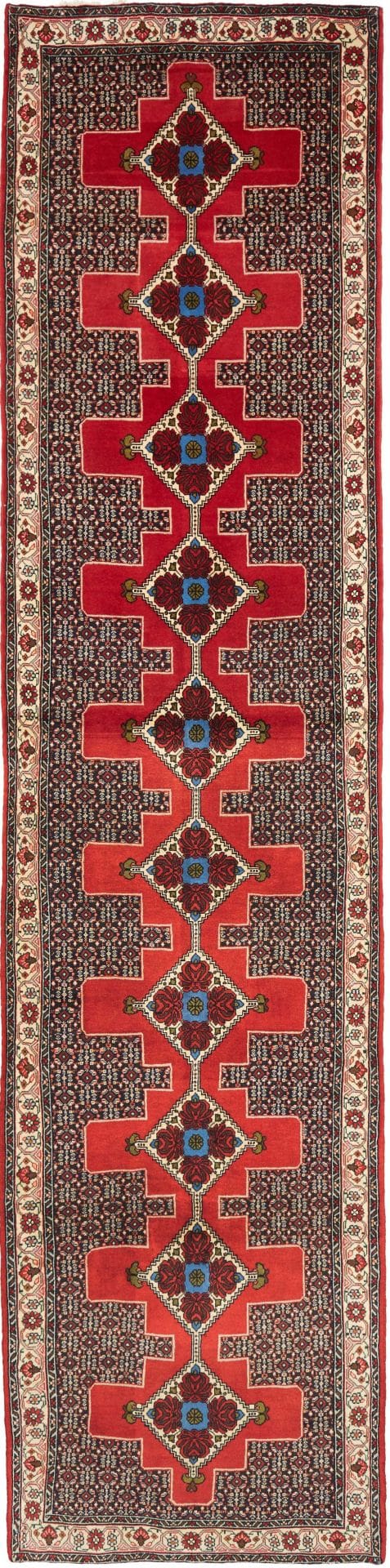 Hamadan Teppich 98 x 395cm, Herati-Muster, handgeknüpft, Perserteppich