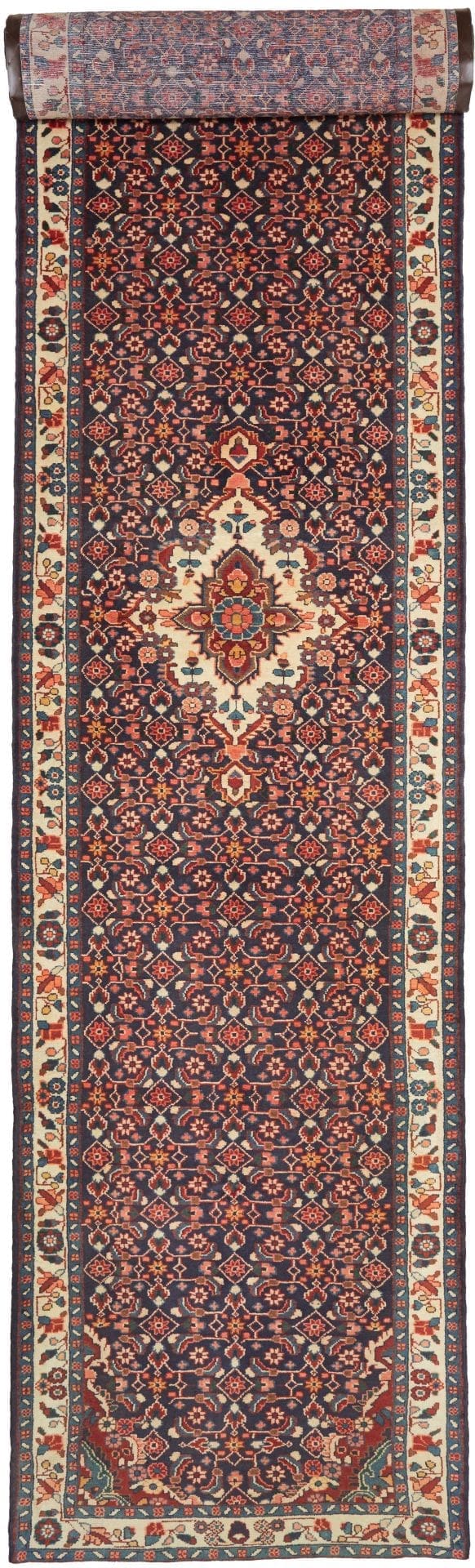 Handgeknüpfter Hamadan Teppich 121 x 520cm, Schurwolle, Herati-Muster