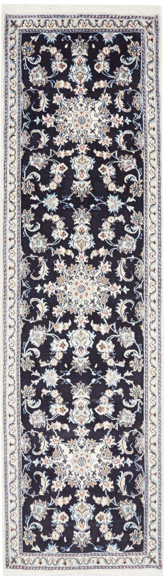 Handgeknüpfter Nain Teppich 83 x 287 cm, florales Muster, Perserteppich