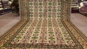  hellgrüner Turkmenischer Teppich, 2m x 3m / 7′ x 10′ handgeknüpfter afghanischer Wollteppich