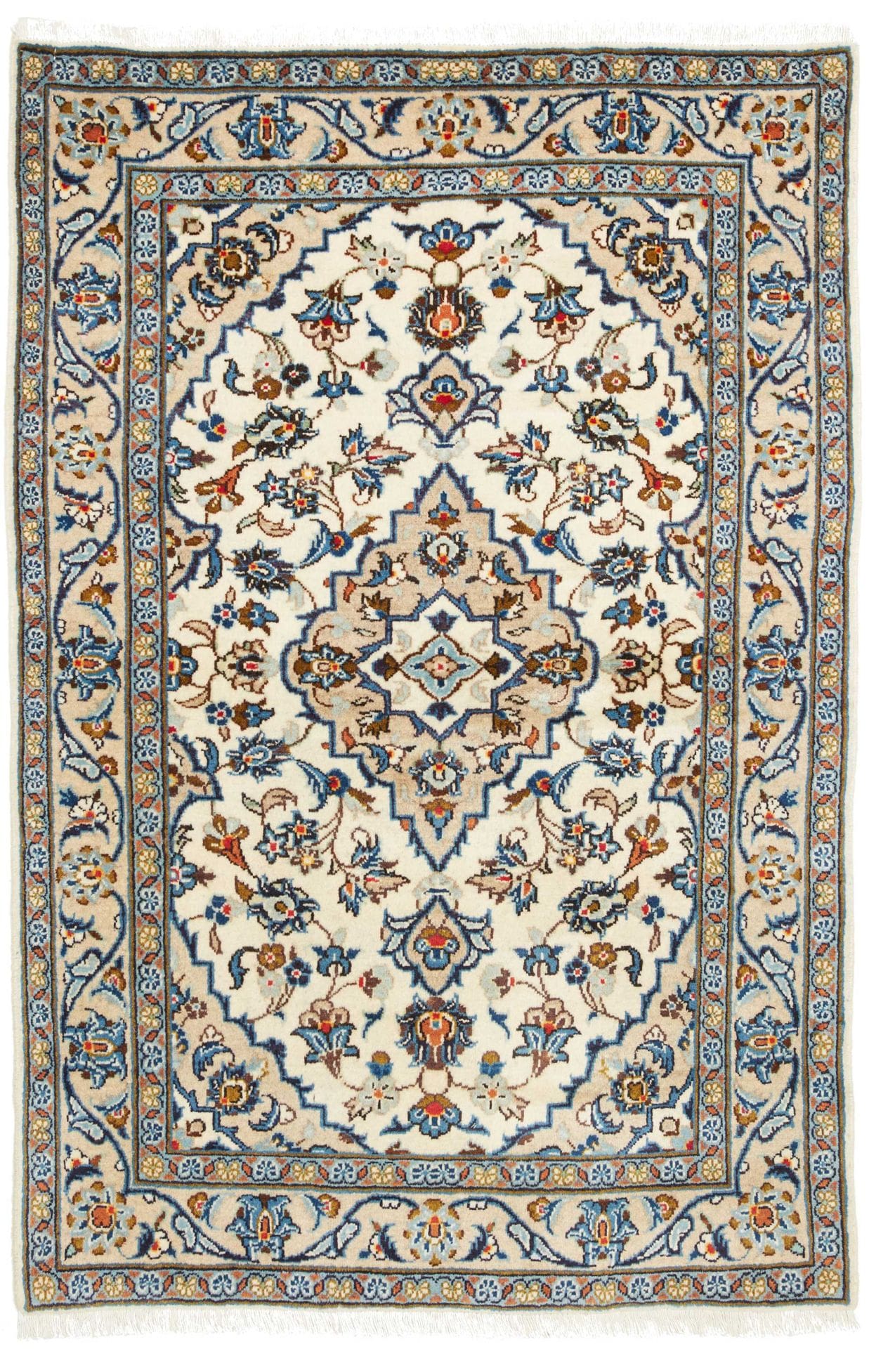 Kashan Teppich 100 x 145cm, handgeknüpft, Schurwolle, Perserteppich