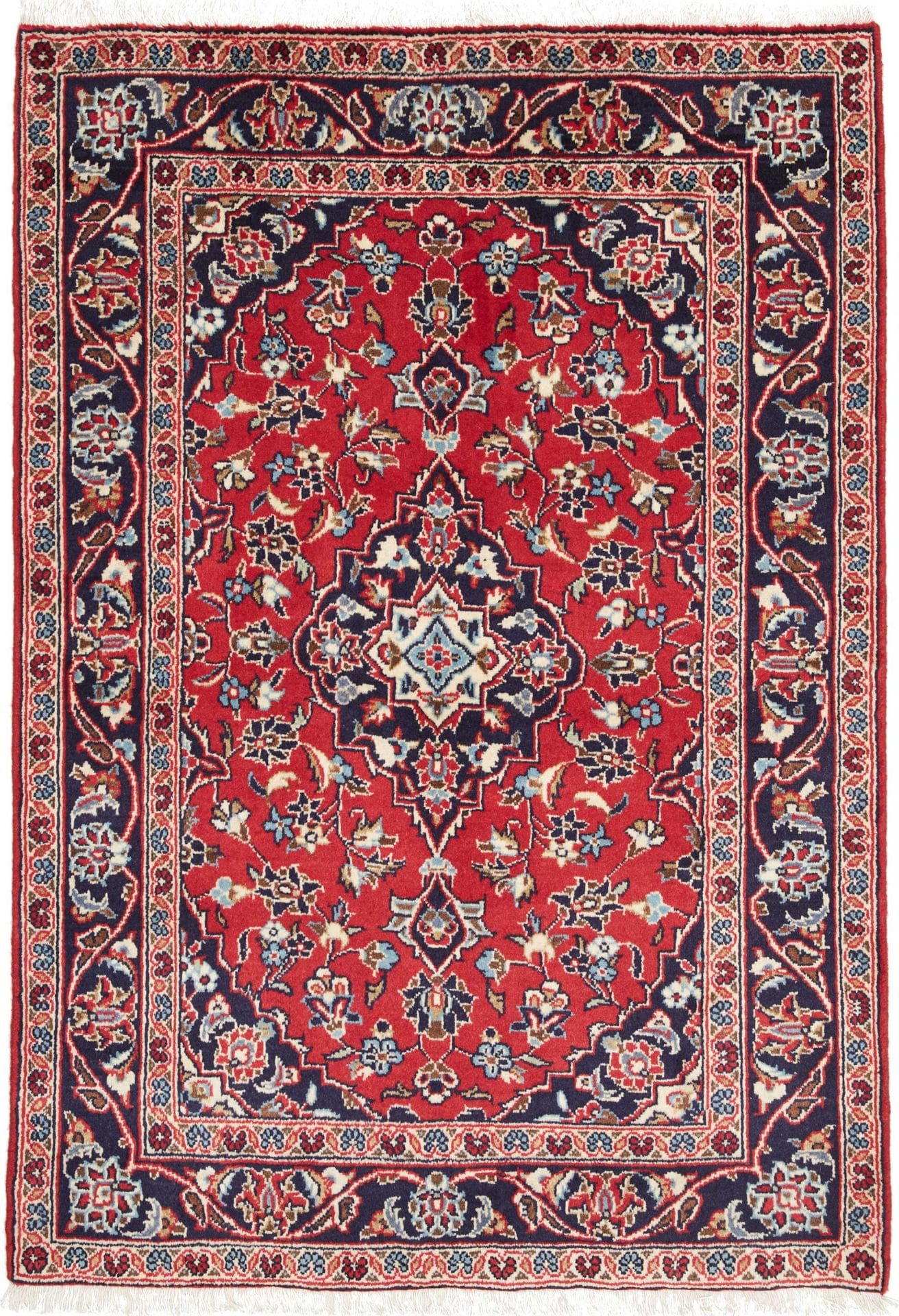 Kashan Teppich 100 x 146 cm aus Schurwolle, handgeknüpft, Perserteppich