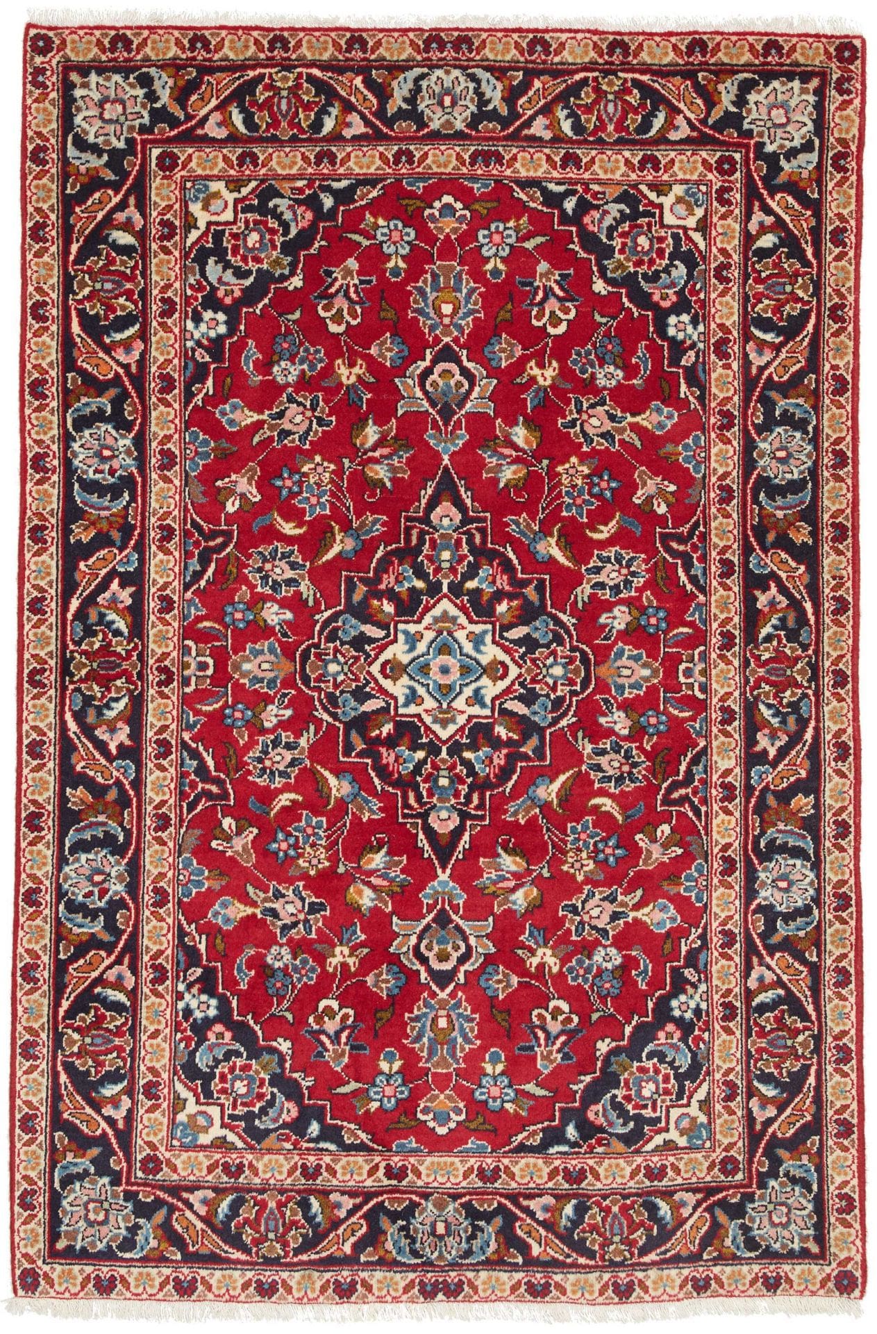 Kashan Teppich 101 x 145 cm – Handgeknüpft, Perserteppich, Wolle