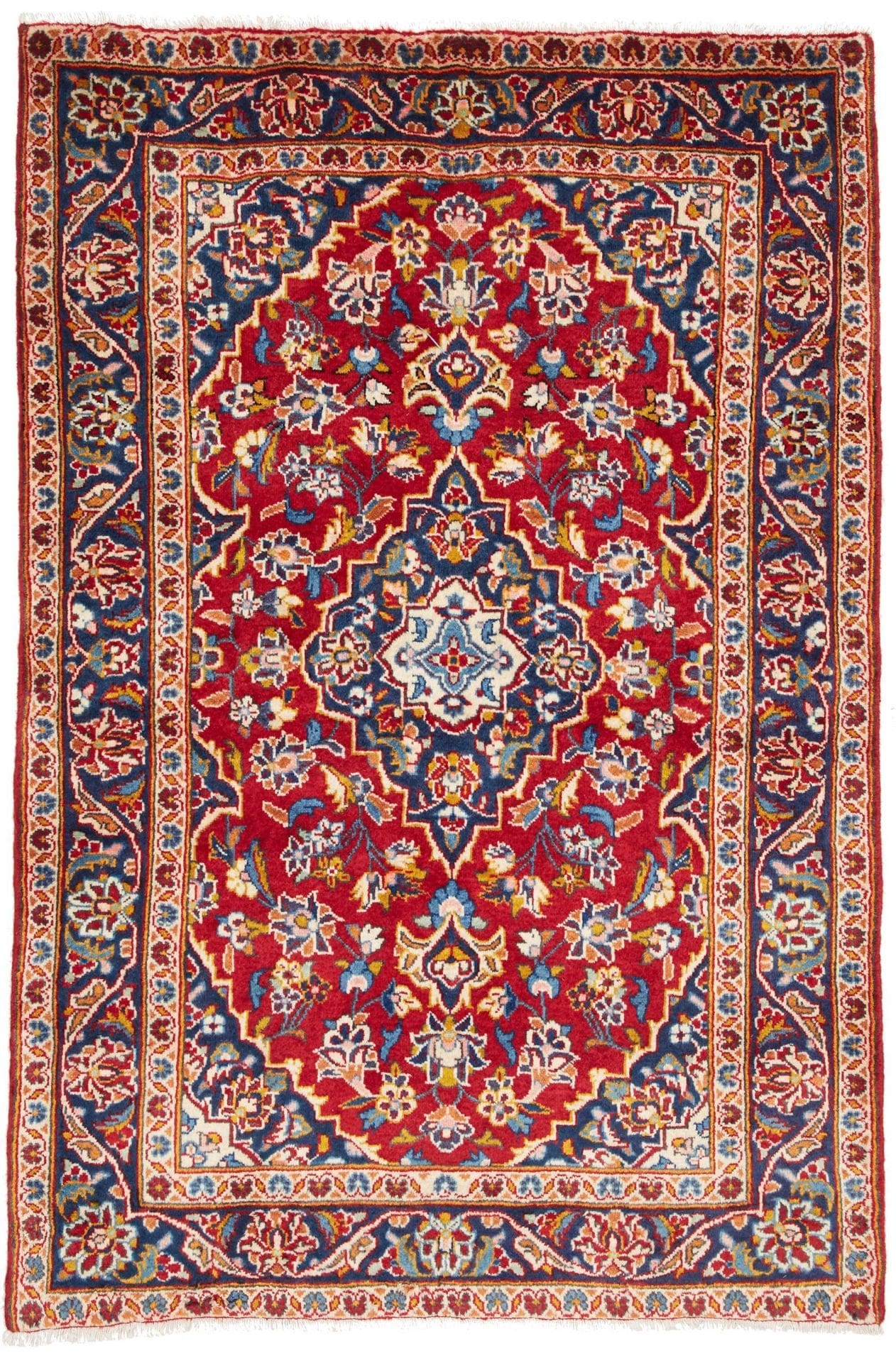 Kashan Teppich 101 x 146 cm, handgeknüpft, Perserteppich aus Wolle