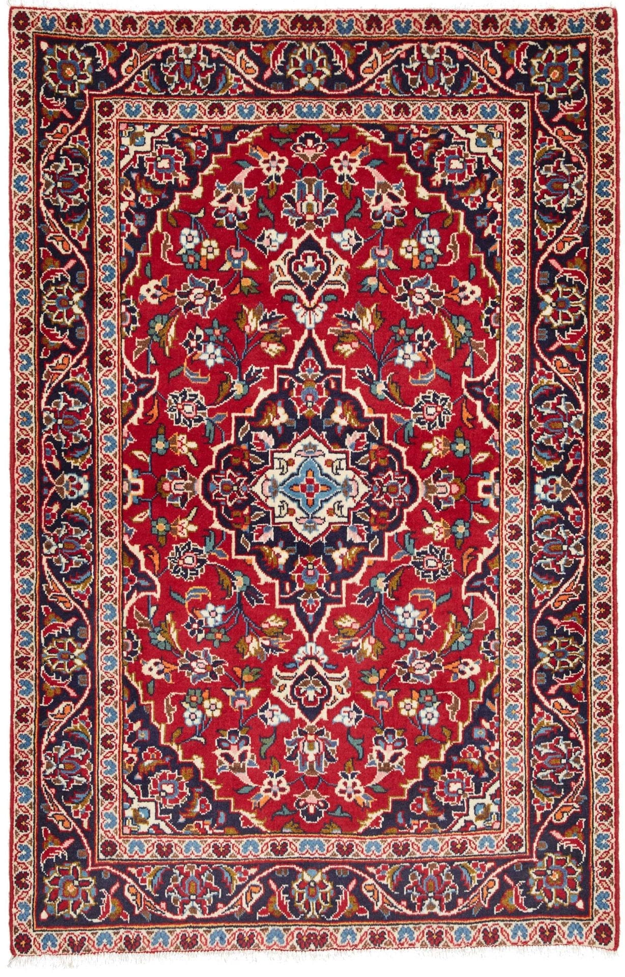 Kashan Teppich 101 x 148cm, handgeknüpft, aus Schurwolle, Perserteppich