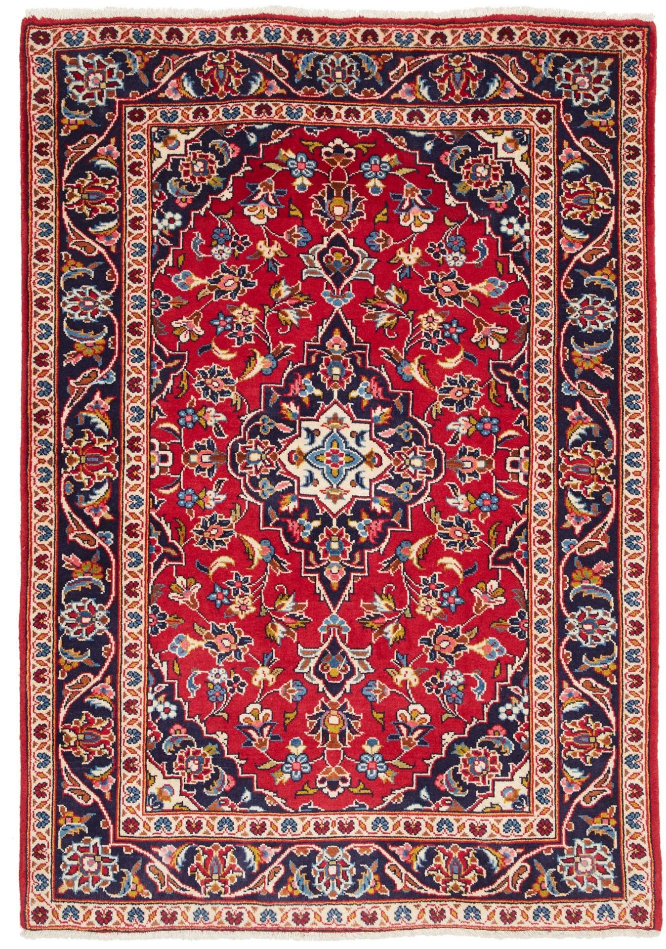 Kashan Teppich 101 x 150 cm, handgeknüpft, Schurwolle Perserteppich