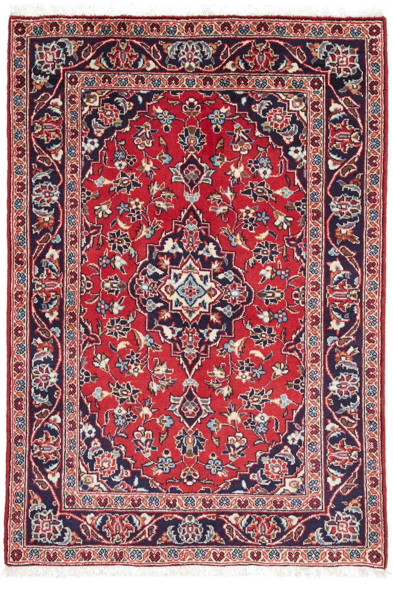 Kashan Teppich 101 x 159 cm, handgeknüpft, Schurwolle, Perserteppich