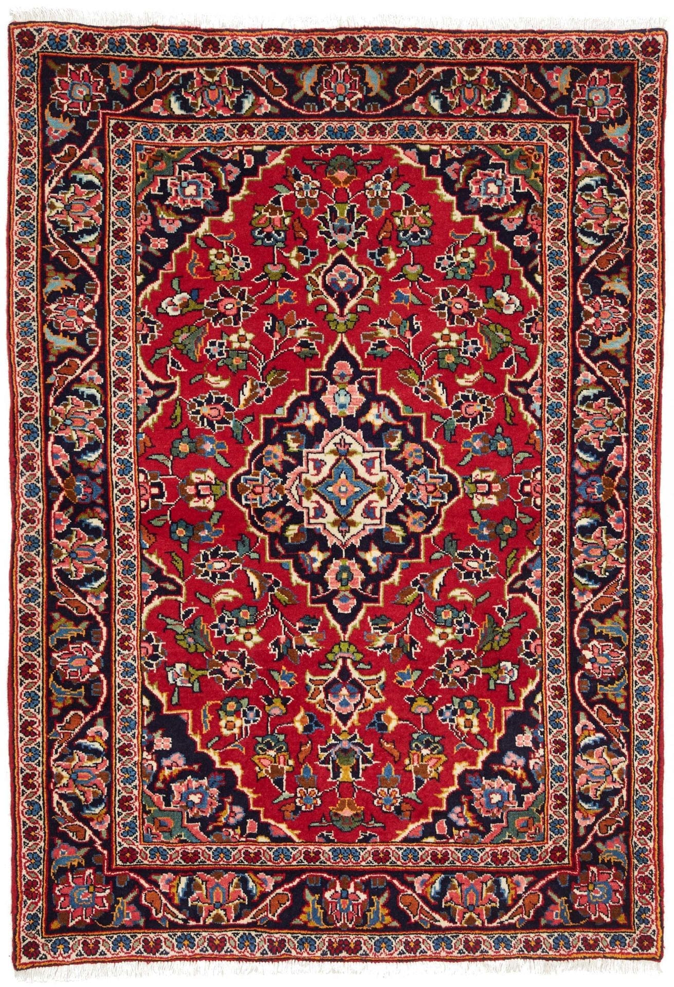 Kashan Teppich 103 x 143cm, Schurwolle, handgeknüpft, Perserteppich