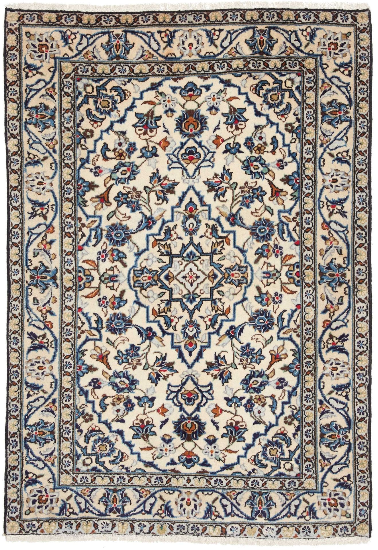 Kashan Teppich 103 x 144cm - Handgeknüpft, Perserteppich, Wolle