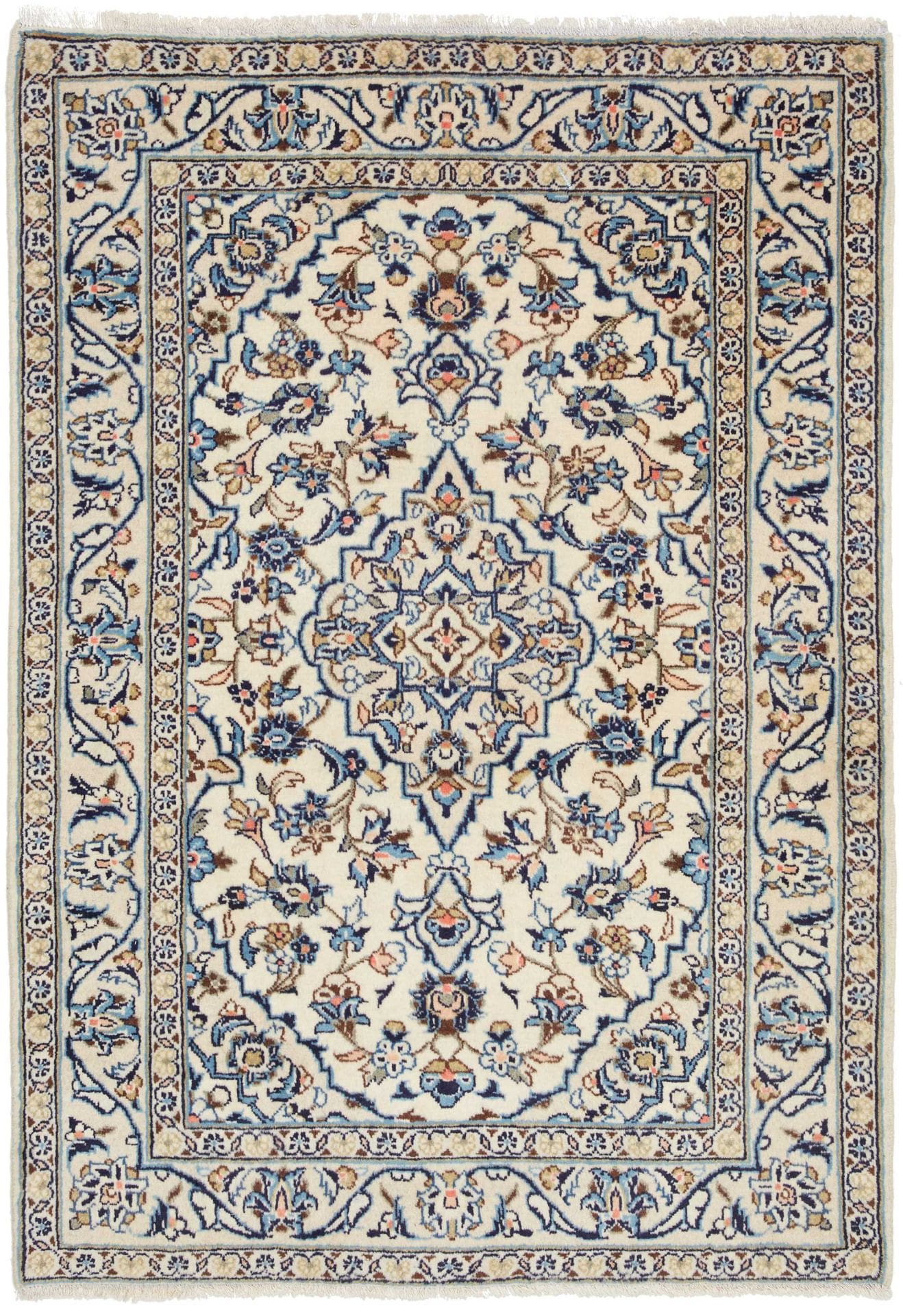 Kashan Teppich 103 x 144cm, Schurwolle, handgeknüpft, Perserteppich