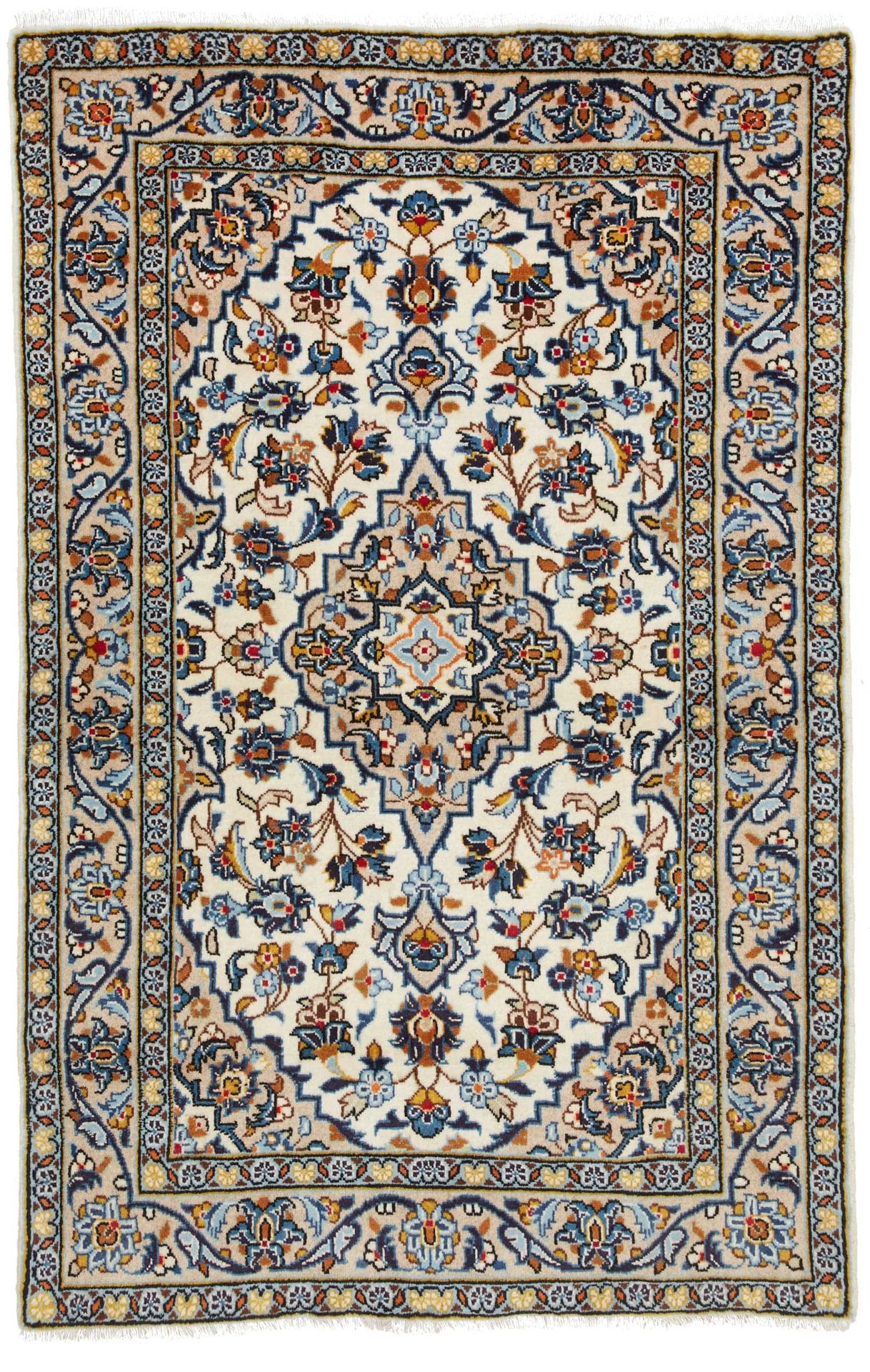 Kashan Teppich 103 x 152cm, Perserteppich, handgeknüpft, Wolle