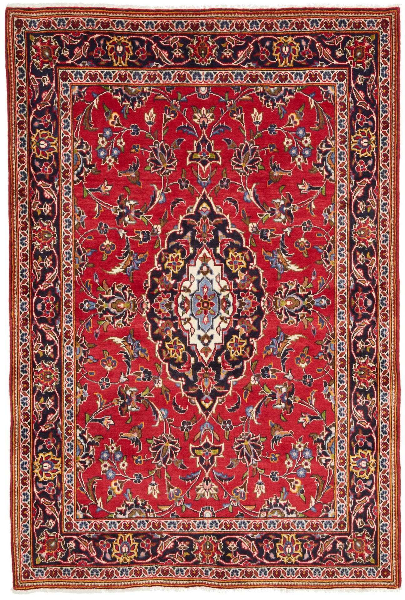 Kashan Teppich 107 x 159cm, Schurwolle, handgeknüpft, Perserteppich