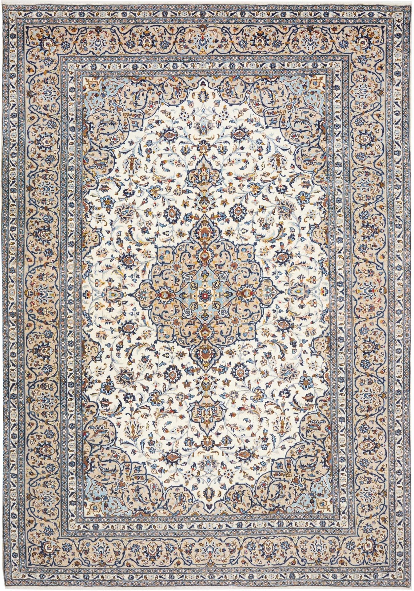 Kashan Teppich 253 x 353cm, florale Muster, handgeknüpft, Perserteppich