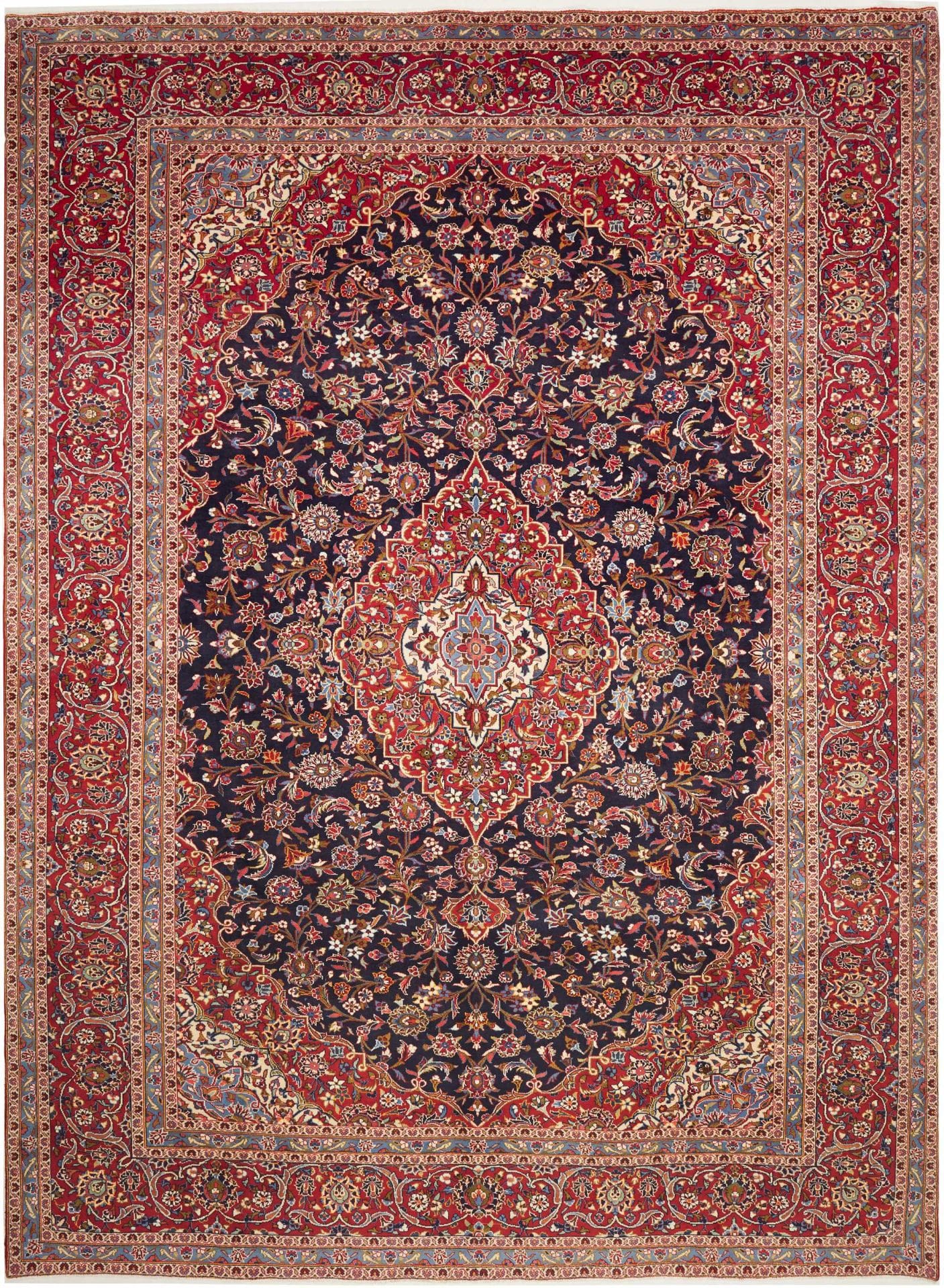 Kashan Teppich 301 x 400cm, florales Muster, handgeknüpft, Perserteppich