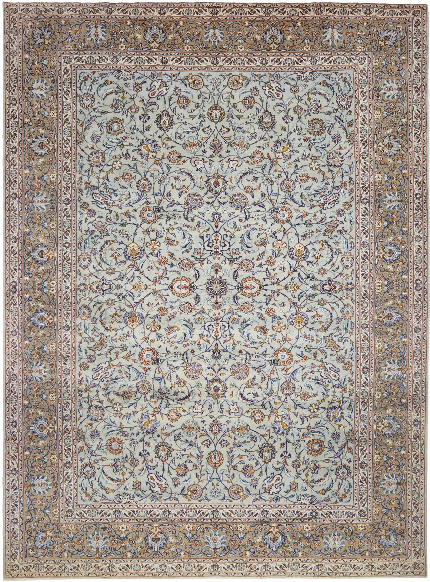 Kashan Teppich 306 x 410cm, florale Muster, handgeknüpft, Perserteppich