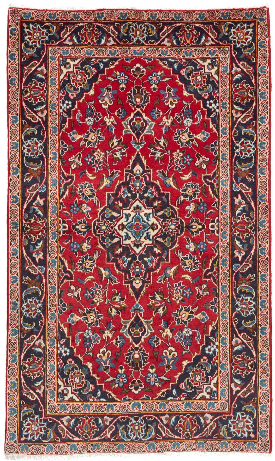 Kashan Teppich 95 x 158cm, florale Muster, Schurwolle, handgeknüpft